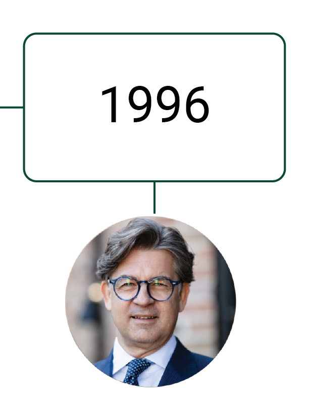 Porträt eines Mannes unter der Jahreszahl 1996, farbig.